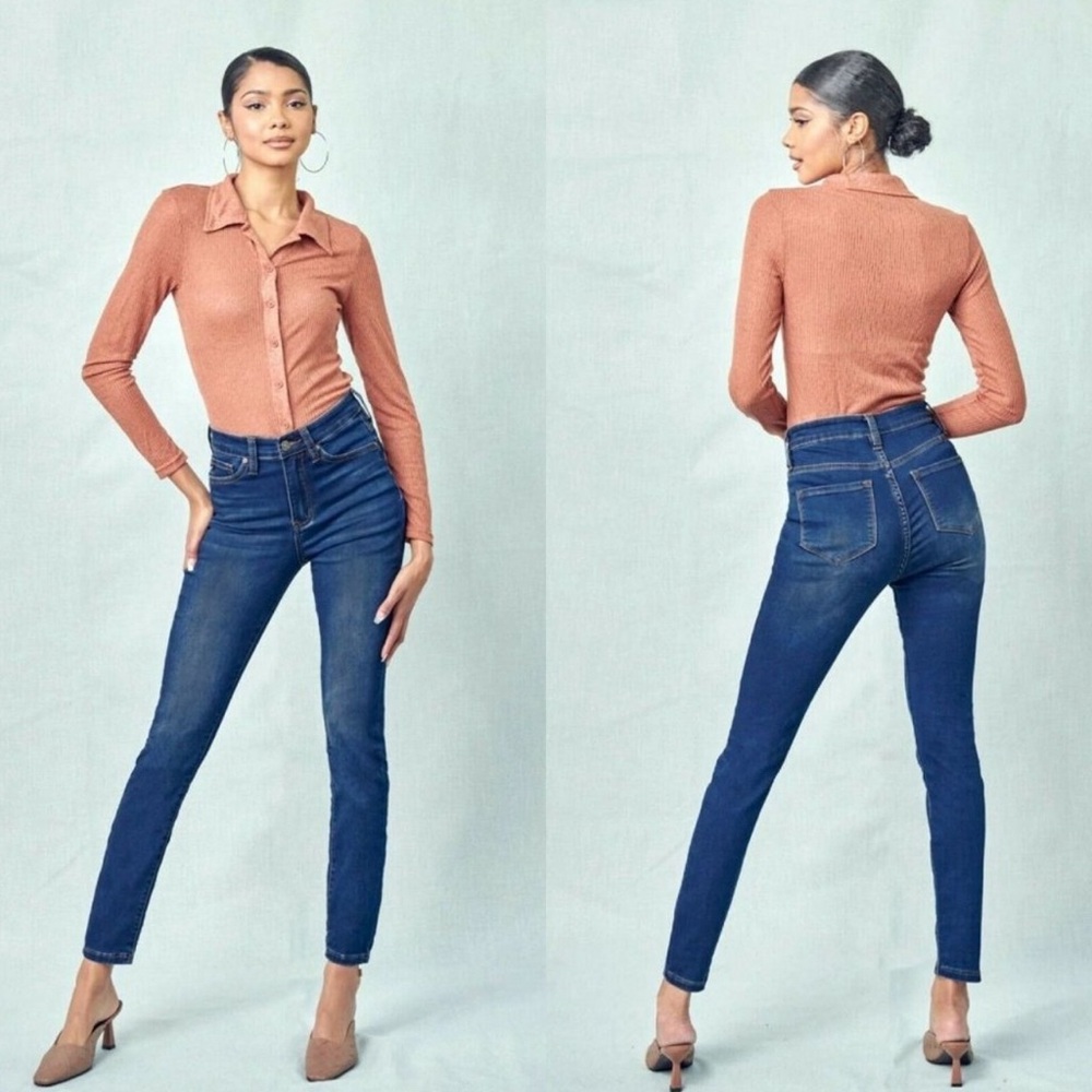 KanCan Vanessa High Rise Super Skinny Jeans Denim Buckle Stretch Womens Size 26